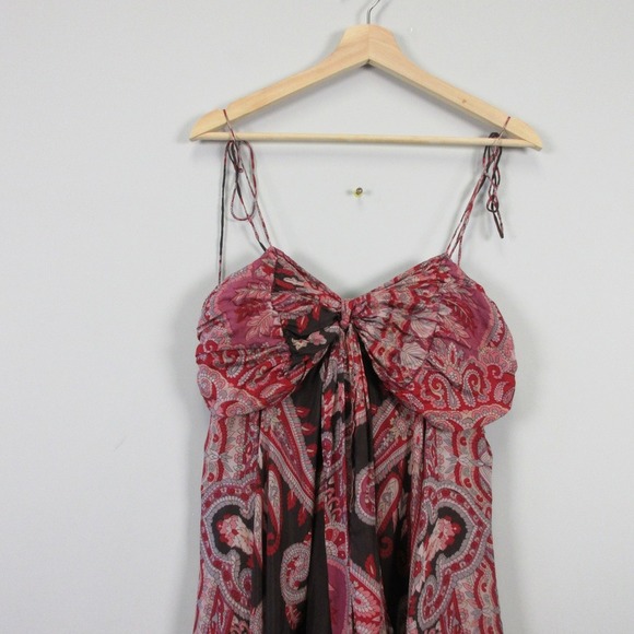 Mimi Maternity 100% Silk Dress S Paisley Print Spaghetti Strap Pregnancy 276 - Picture 7 of 14